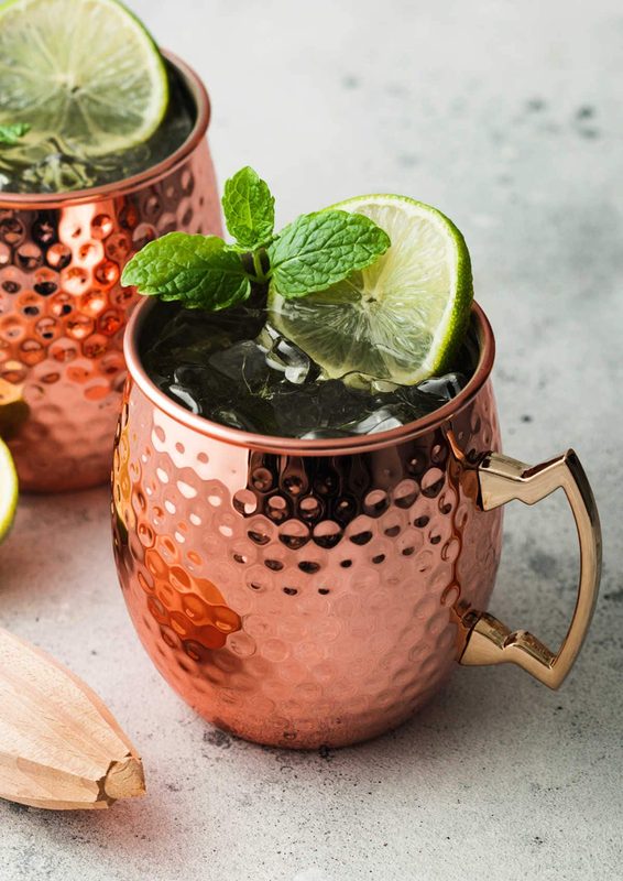 Moscow Mule cocktail in a copper mug (or highball)